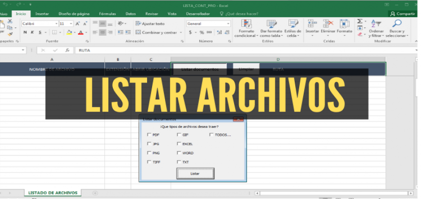 listar documentos con excel macro